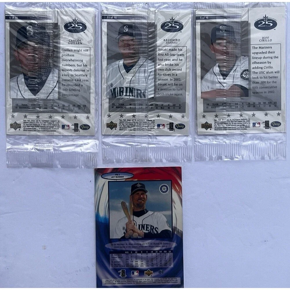 Seattle Mariners Card Lot Jay Buhner Kazuhiro Sasaki Carlos Guillen Jeff Cirillo
